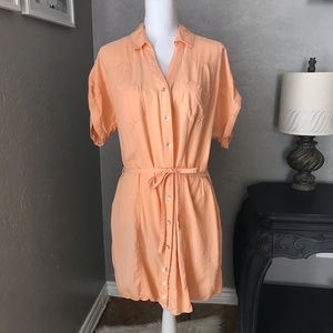 Guess Belted Short Sleeve Button-Front Dress